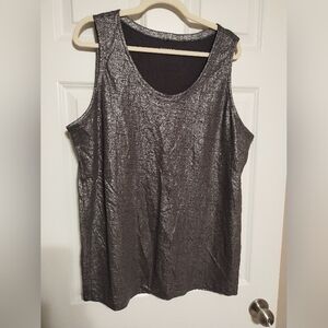 Eileen Fisher Metallic Silver Linen Tank Top